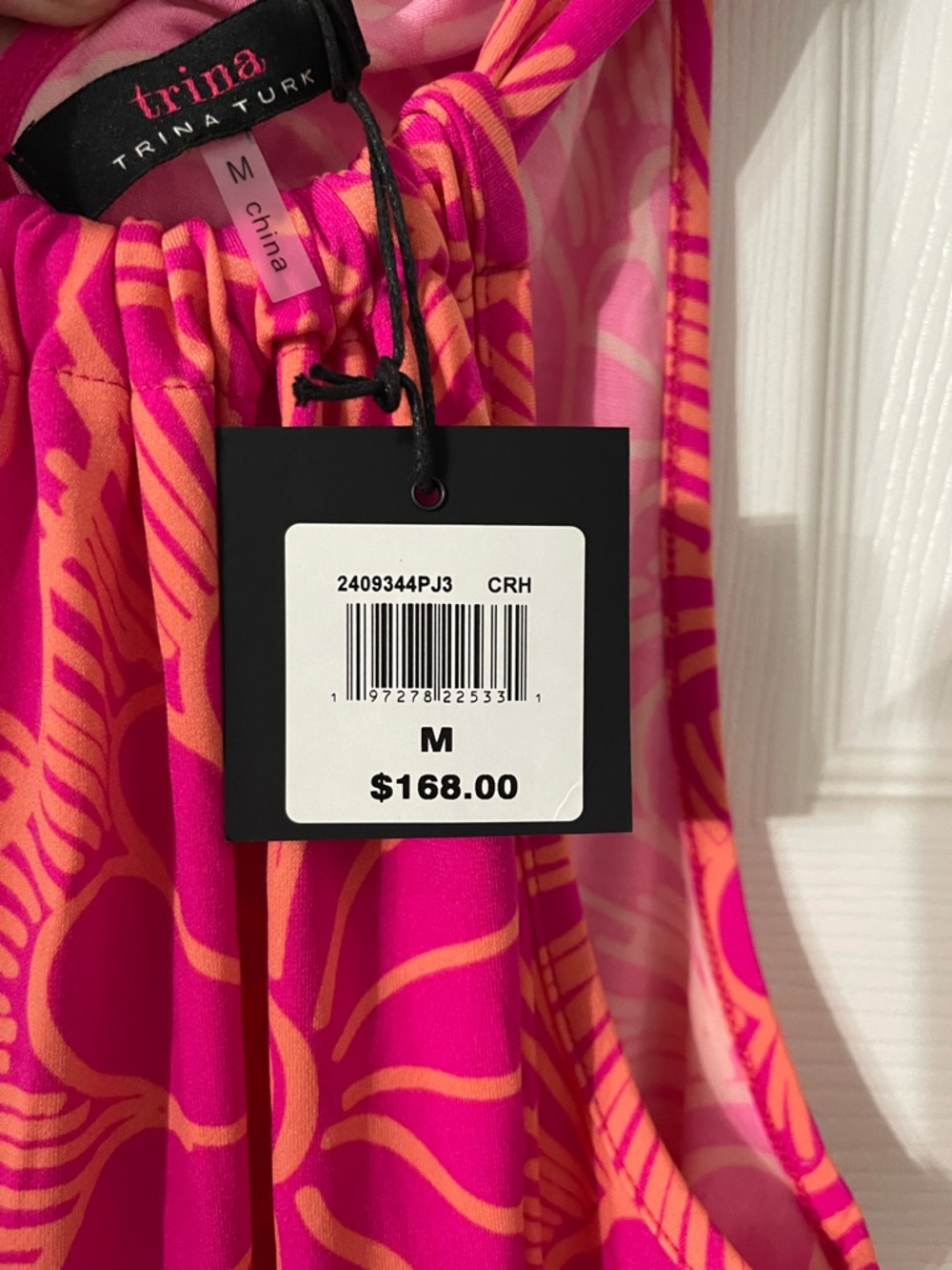 Trina Turk Pink and Orange Floral Halter Mini Dress - Picture 3 of 3